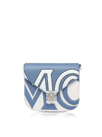 Shop Mcm Small Patricia Contrast Logo Shoulder Bag In Stone
