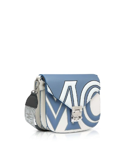 Shop Mcm Small Patricia Contrast Logo Shoulder Bag In Stone