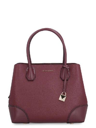 Shop Michael Kors Mercer Gallery Leather Tote-bag In Burgundy