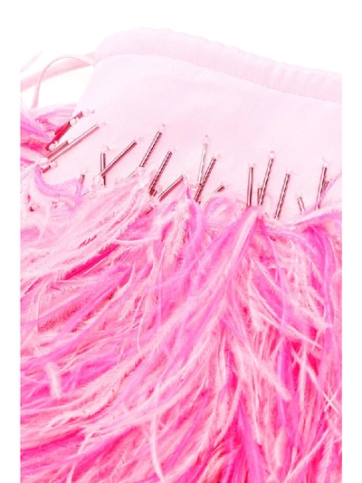 Shop Attico Feathers And Beads Mini Bag In Pink (pink)