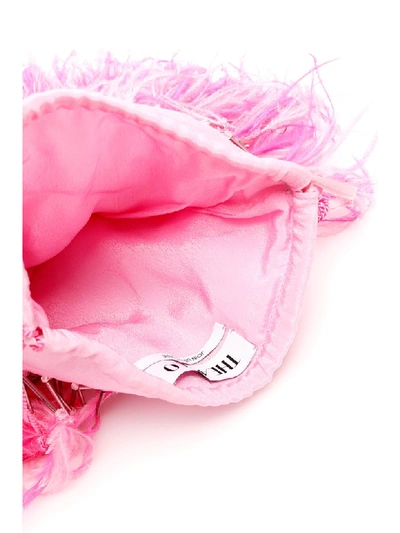 Shop Attico Feathers And Beads Mini Bag In Pink (pink)