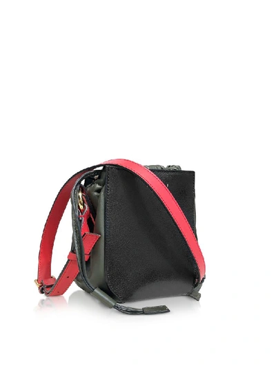 Shop Marni Color Block Leather Shoulder Bag In Black