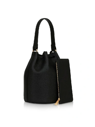 Shop Furla Corona S Drawstring Leather Bucket Bag In Onyx