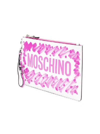 Shop Moschino Leather Pouch In Fantasy - Fuchsia