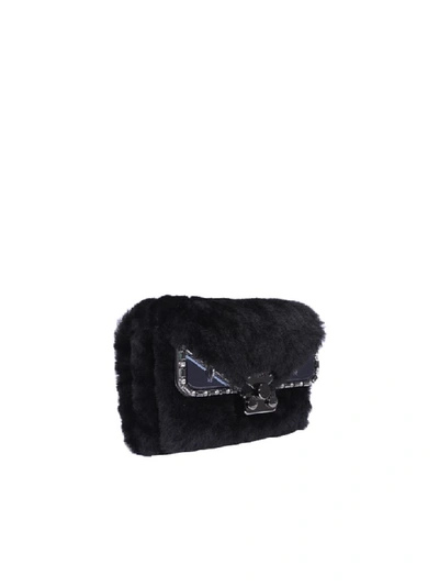 Shop Fendi Goat Fur Small Bag Bugs Bag In Black