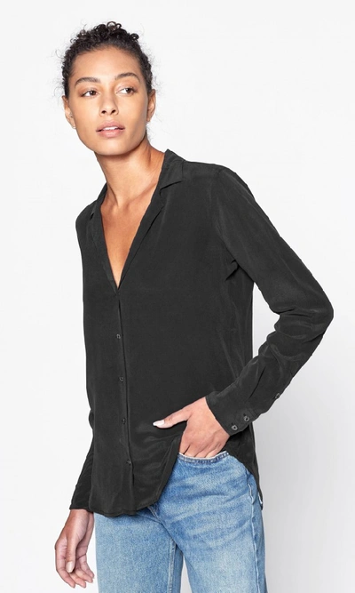 Shop Equipment Long Sleeve Adalyn Silk Shirt In True Black