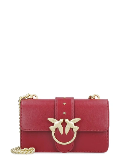 Shop Pinko Mini Love Leather Shoulder Bag In Red