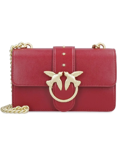 Shop Pinko Mini Love Leather Shoulder Bag In Red
