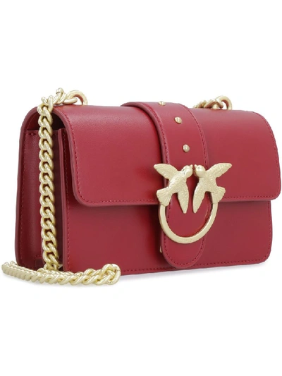 Shop Pinko Mini Love Leather Shoulder Bag In Red