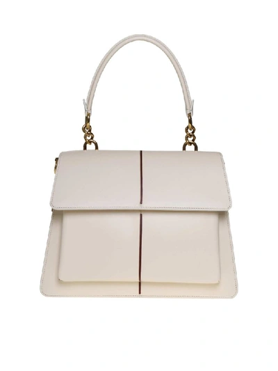 Shop Marni Shoulder Bag Attache In Leather Ivory Color In White