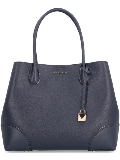 Shop Michael Kors Mercer Leather Tote-bag In Black