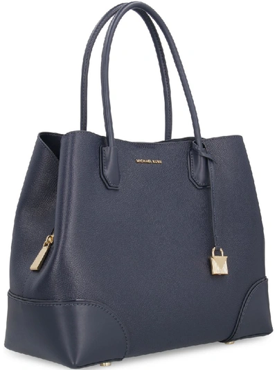 Shop Michael Kors Mercer Leather Tote-bag In Black