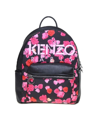 Shop Kenzo Backpack Kombo Peonie In Leather And Fabric In Rose