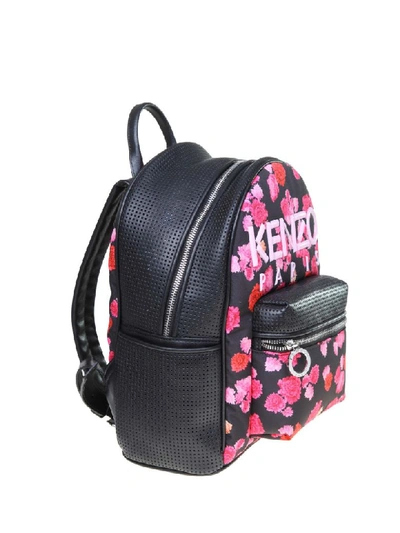 Shop Kenzo Backpack Kombo Peonie In Leather And Fabric In Rose