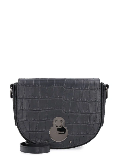 Shop Longchamp Cavalcade Crocodile Effect Leather In Black