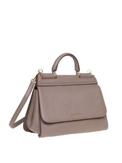 Shop Dolce & Gabbana Small Soft Sicily Bag In Calf Leather In Grey