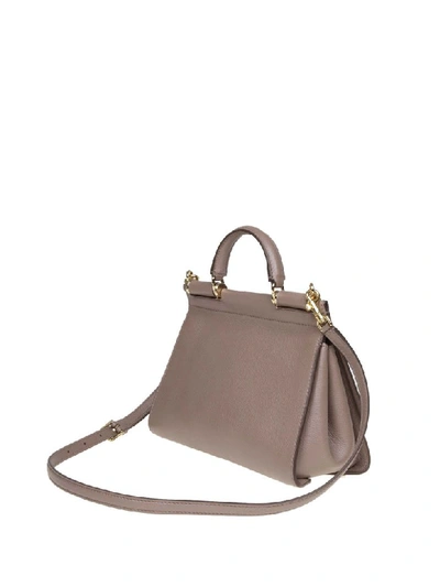 Shop Dolce & Gabbana Small Soft Sicily Bag In Calf Leather In Grey