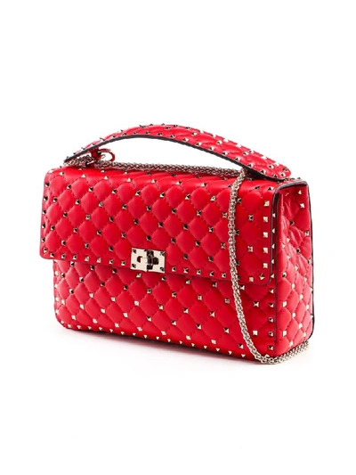 Shop Valentino Rockstud Spike Lg Shoulder Bag In Rouge Pur