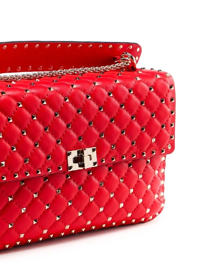 Shop Valentino Rockstud Spike Lg Shoulder Bag In Rouge Pur
