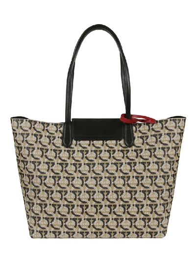 Shop Ferragamo Logo Printed Tote In Black