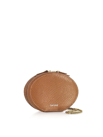 Shop Cafuné Caramel Leather Egg Chain Shoulder Bag