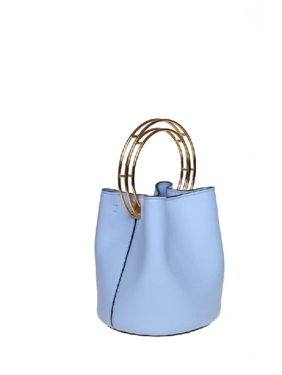 Shop Marni Leather Hand Bag In Light Blue