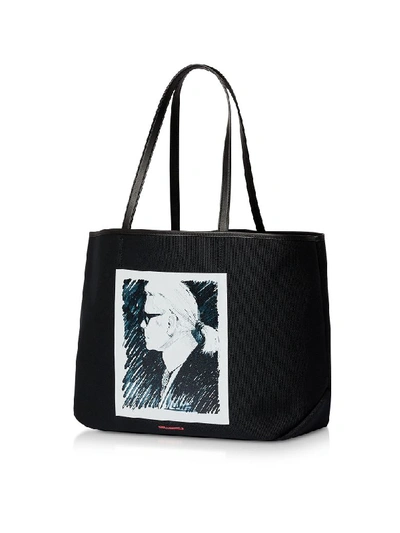 Shop Karl Lagerfeld Karl Legend Canvas Tote In Black