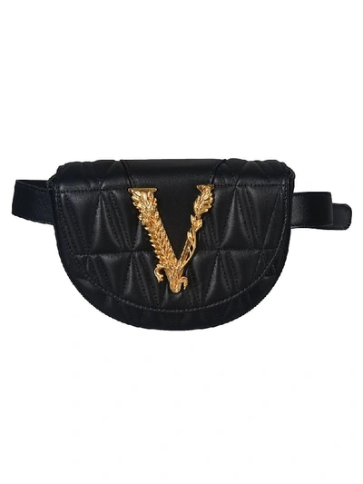 Shop Versace Logo Plaque Belt Bag In Black