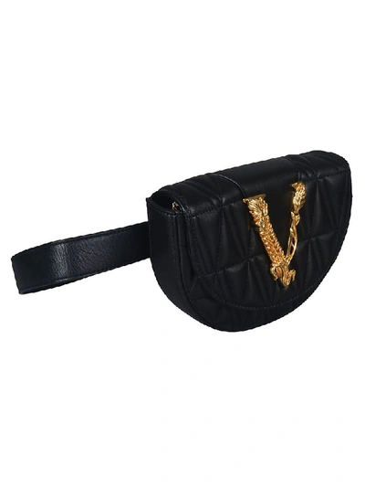 Shop Versace Logo Plaque Belt Bag In Black