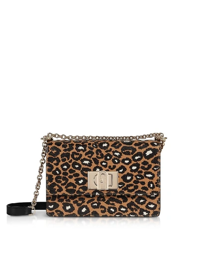 Shop Furla Animal Printed Leather 1927 Mini Crossbody Bag 20 In Brown