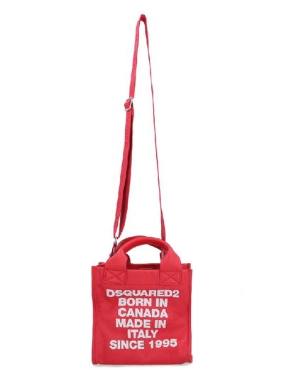 Shop Dsquared2 Printed Leather Mini-tote In Red