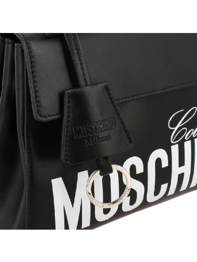Shop Moschino Couture Halloween Collection Leather Bag With Nylon Lining And Pumpkin Face Print In Black