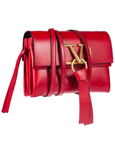 Shop Valentino Logo Plaque Shoulder Bag In Red