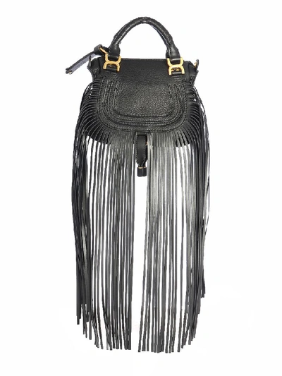 Shop Chloé Fringed Marcie Tote Bag In Black