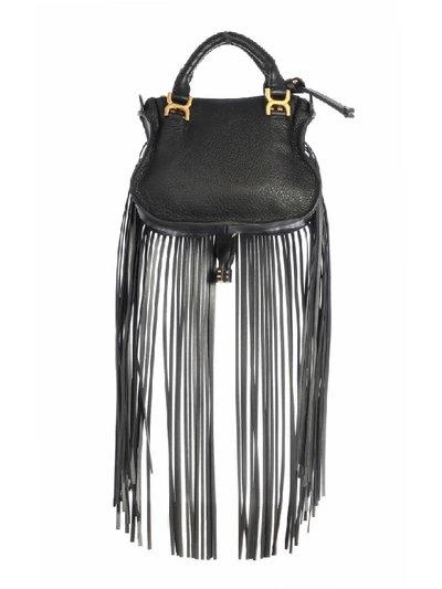 Shop Chloé Fringed Marcie Tote Bag In Black