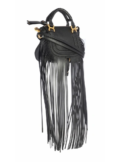 Shop Chloé Fringed Marcie Tote Bag In Black