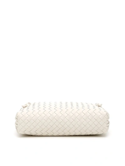 Shop Bottega Veneta Woven Nappa Nodini Bag In Plaster Chalk (white)