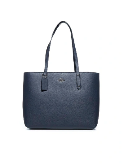 Shop Coach Central Tote With Zip Tote In Sv Midnight Navy