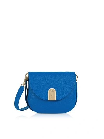 Shop Furla Genuine Leather Sleek Mini Crossbody Bag In Klein Blue
