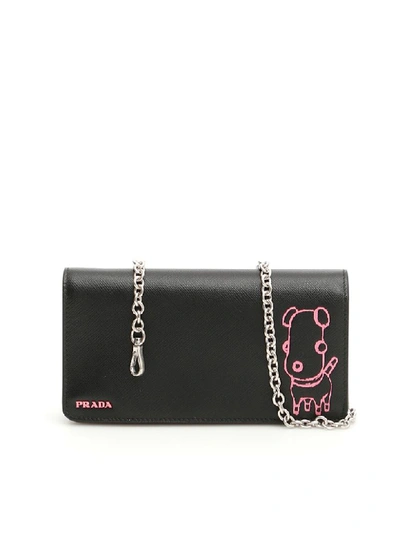 Shop Prada Malia Minibag In Nero Begonia (black)