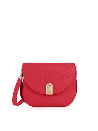 Shop Furla Genuine Leather Sleek S Crossbody Bag In Strawberry Red