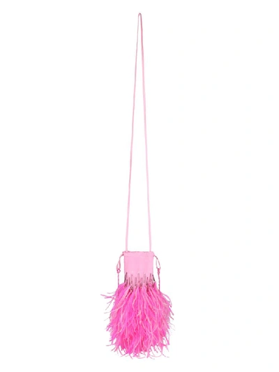 Shop Attico Greta Feathers Clutch Bag In Pink