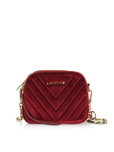 Shop Lancaster Quilted Velvet Couture Mini Camera/belt Bag In Red