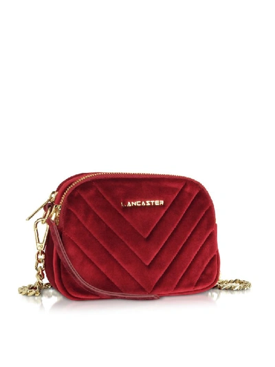 Shop Lancaster Quilted Velvet Couture Mini Camera/belt Bag In Red