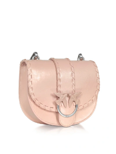 Shop Pinko Light Pink Round Love Twist Crossbody Bag