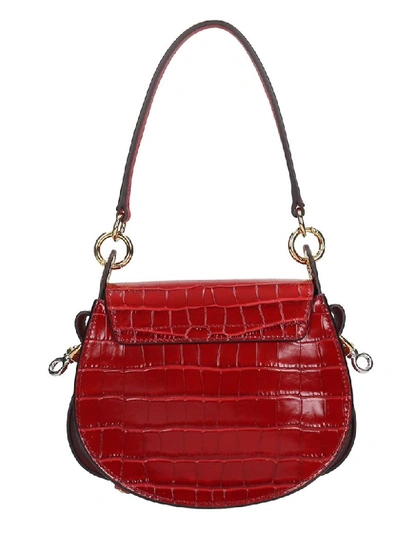 Shop Chloé Tess Shoulder Bag In Red Suede And Leather