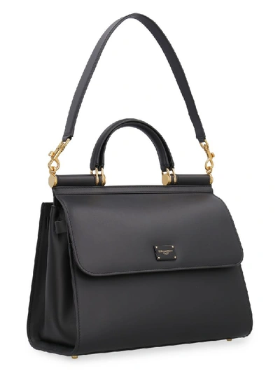 Shop Dolce & Gabbana Sicily 58 Leather Tote Bag In Black
