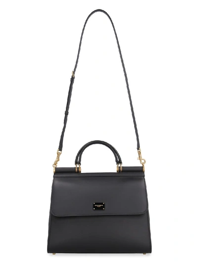 Shop Dolce & Gabbana Sicily 58 Leather Tote Bag In Black