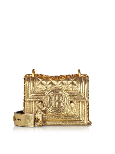Shop Balmain Gold Laminated & Quilted Leather 18 B-bag