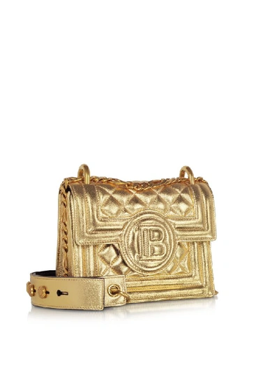 Shop Balmain Gold Laminated & Quilted Leather 18 B-bag